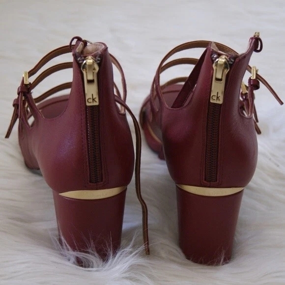 Calvin Klein Red Heels with Chunky Block Heel - Picture 6 of 9